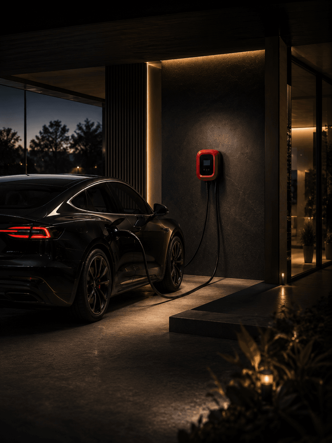 Готовая домашняя зарядная зона T-PORT ENERGY у частного дома