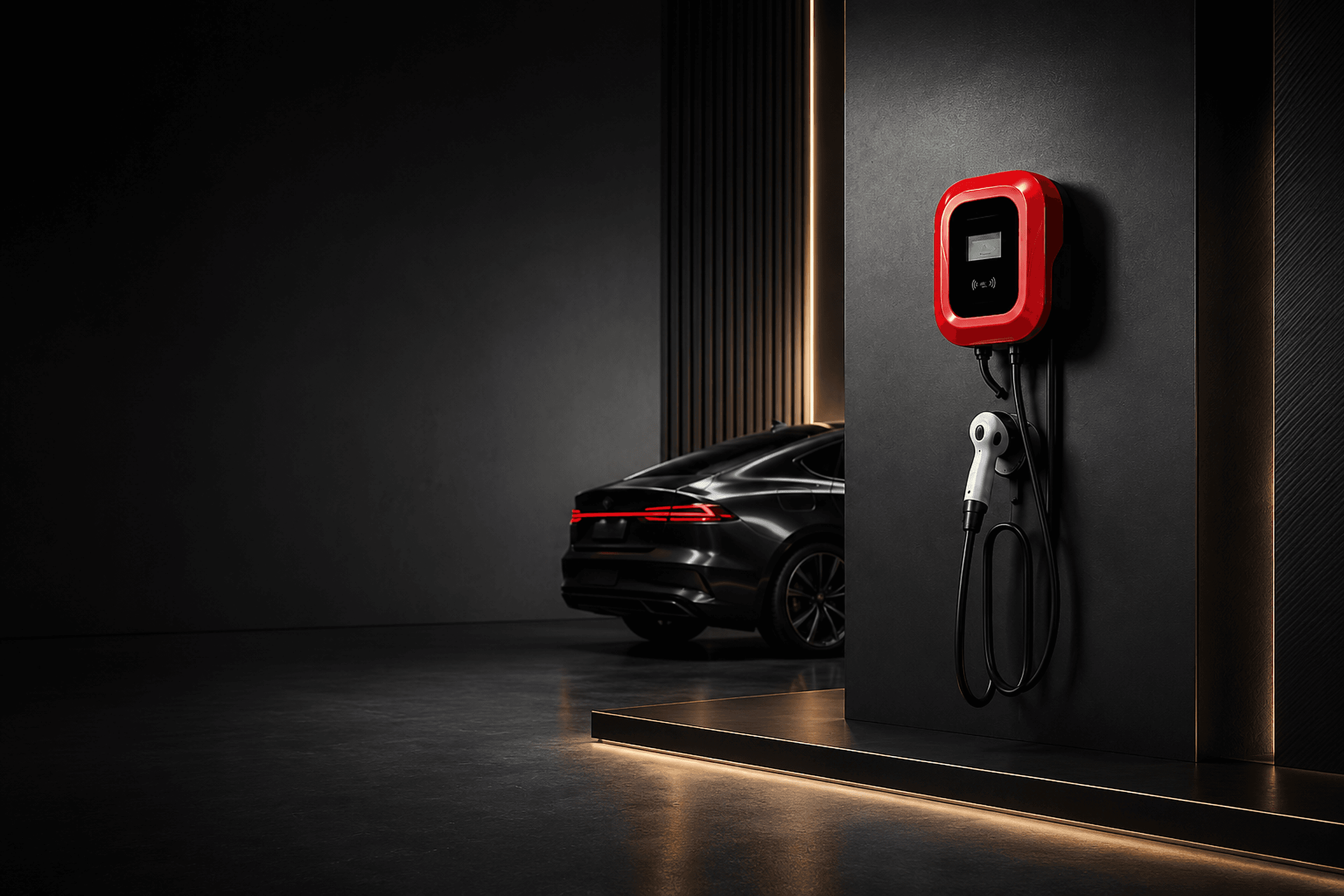 Зарядная станция T-PORT ENERGY рядом с электромобилем